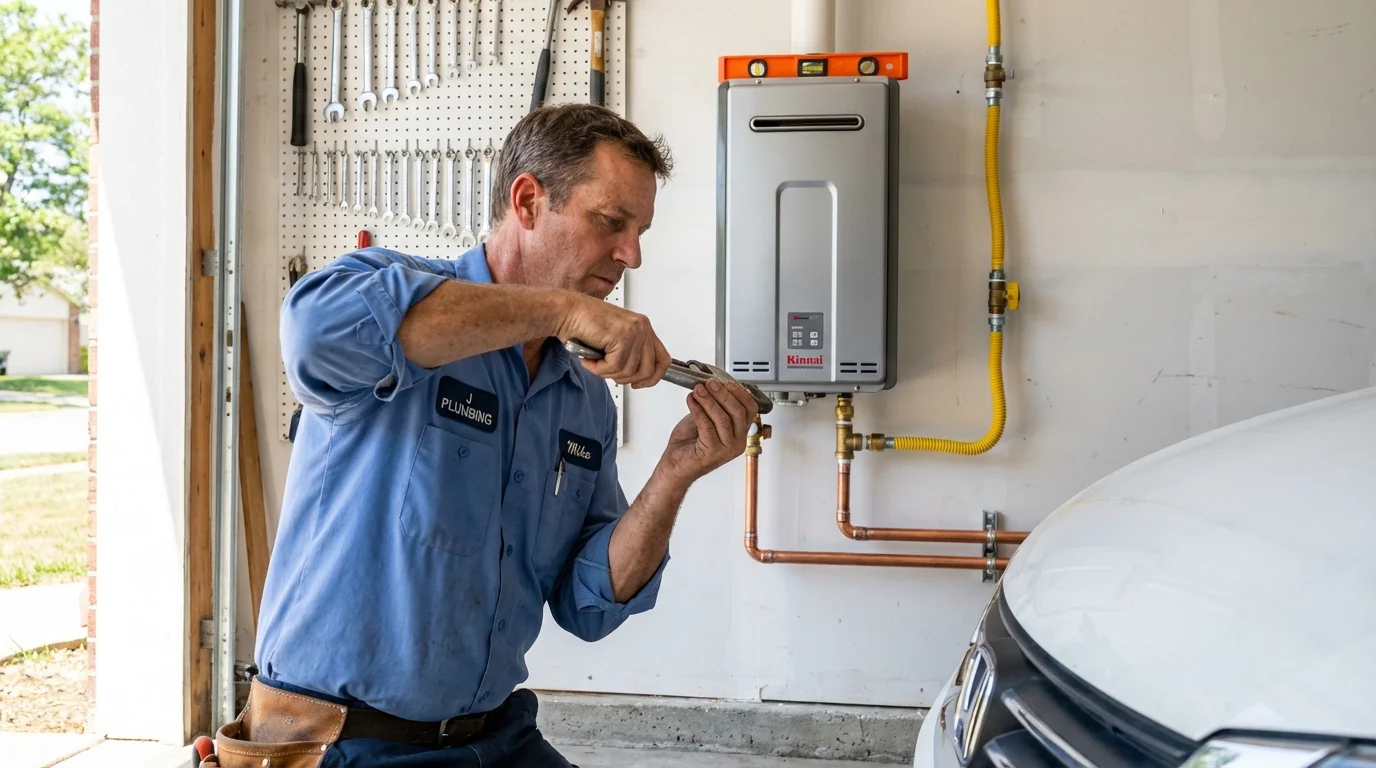 Tankless water heater installation by a Johns Plumbing LLC plumber in Henagar